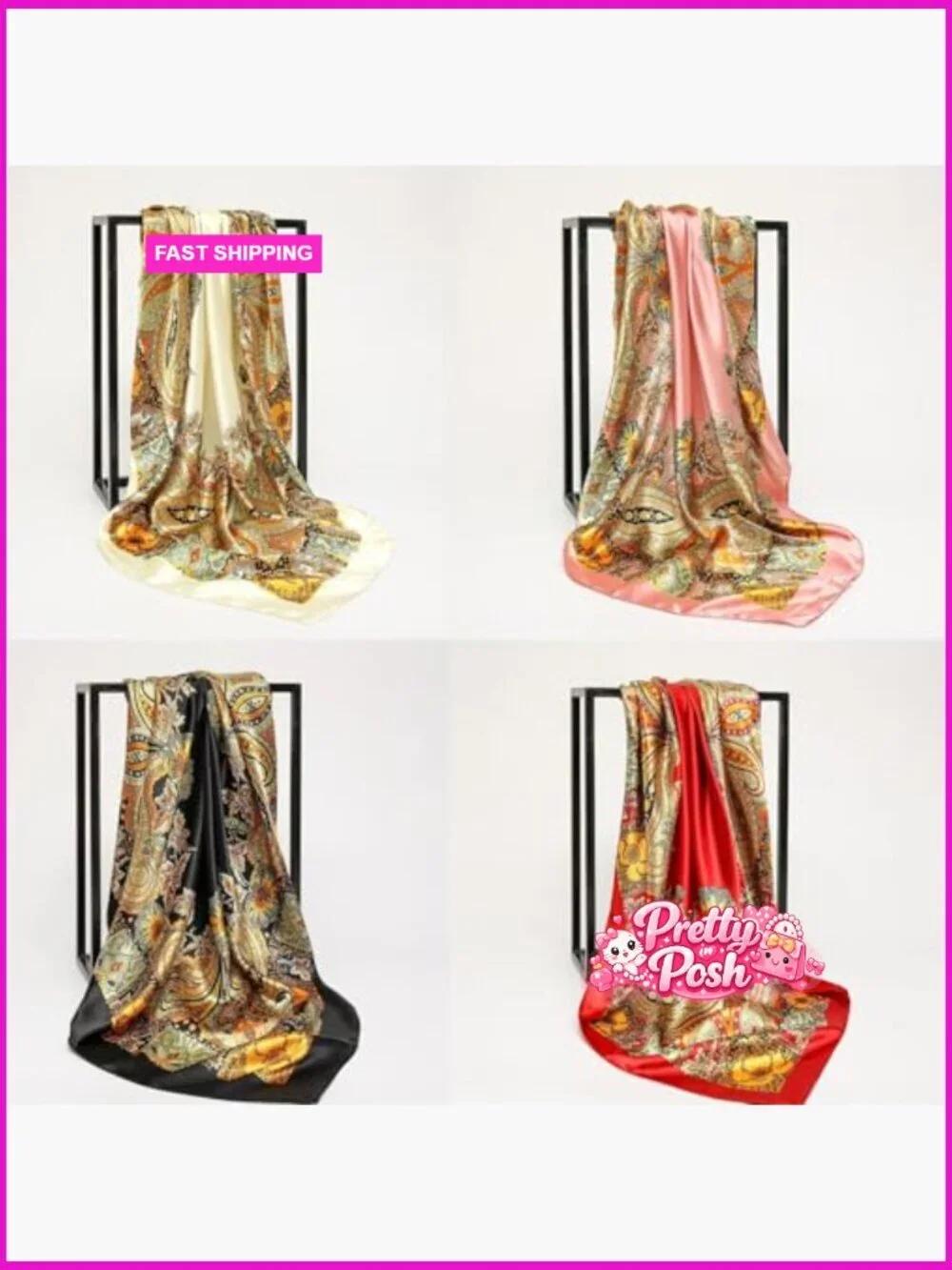 Large Square Satin Hair Scarf 35